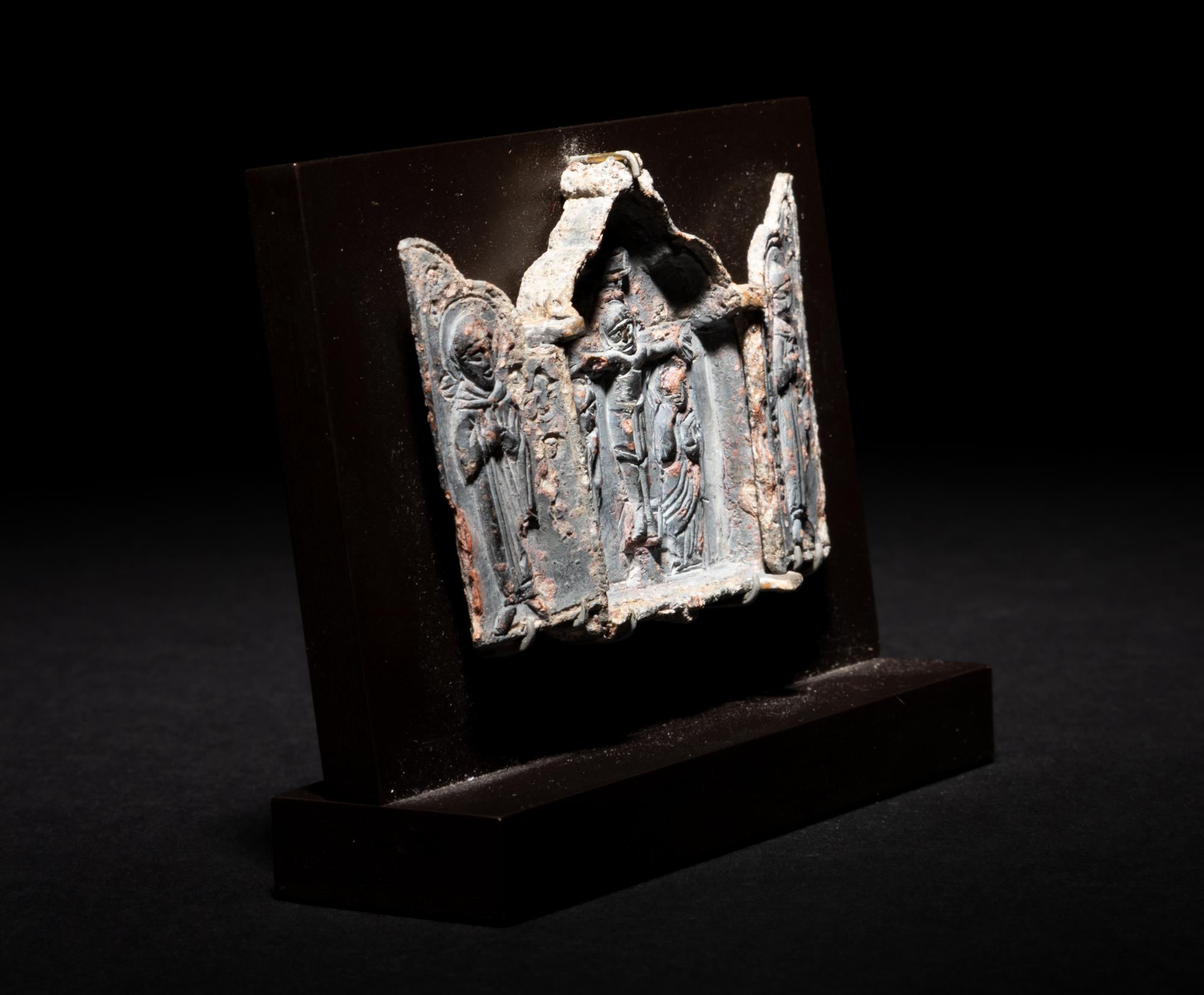 A Byzantine Lead Triptych with a Crucifixion Scene