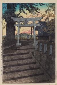 Shiro Kasamatsu, (1898-1991), Late Spring: Tea Ceremony, dated 1932, the right margin with copyright notation of publisher of Watanabe