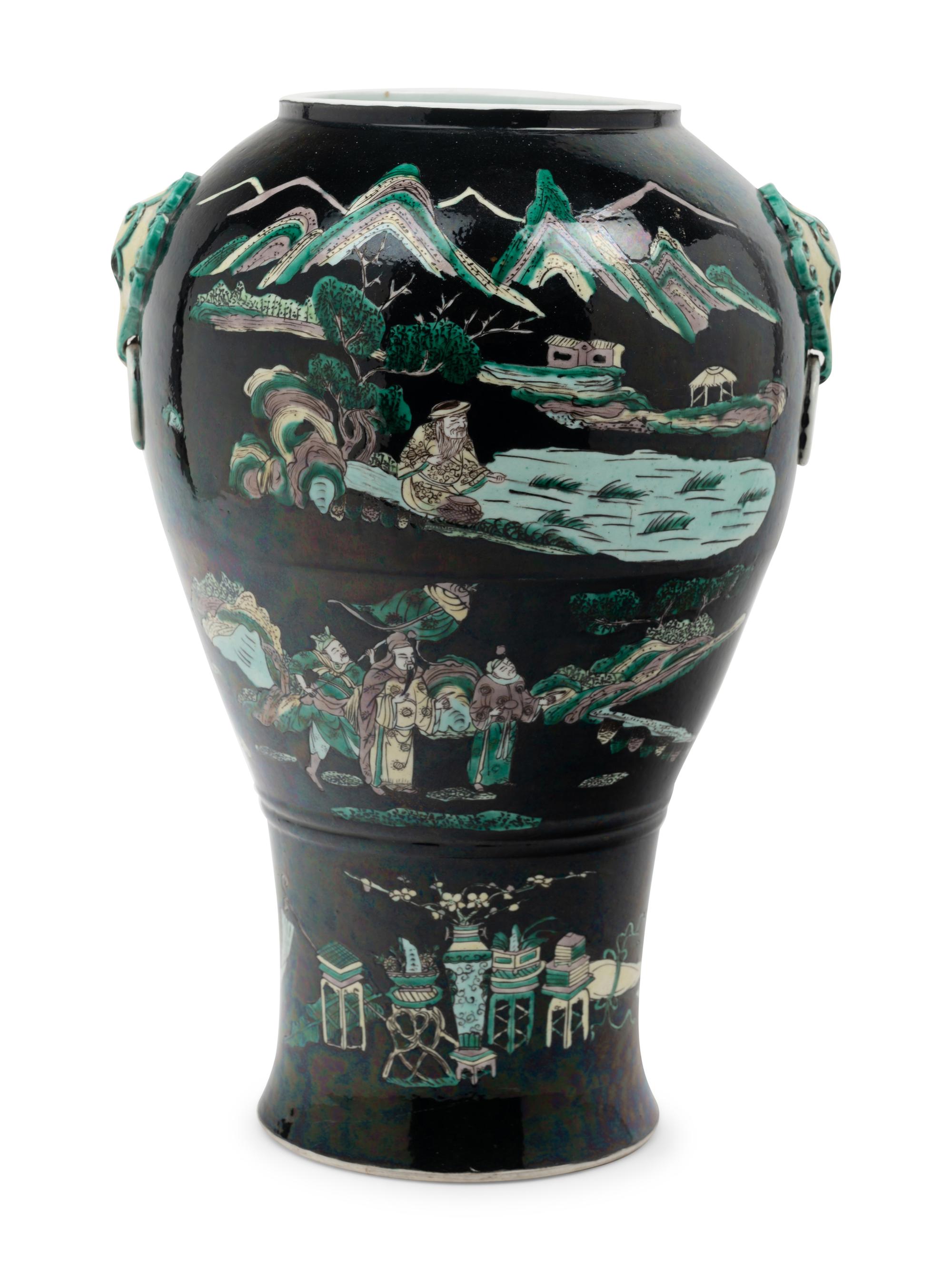A Chinese Famille Noire Porcelain Vase