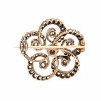 Antique, Diamond and Silver-Topped Gold Flower Brooch
