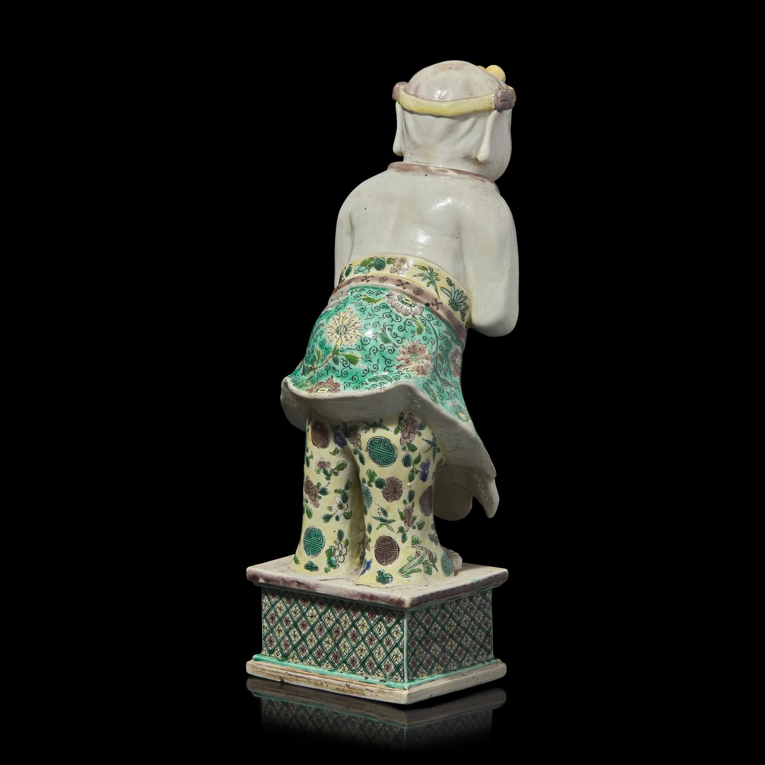 A Chinese Famille Verte Figure of Sudhana ( Shancai Tongzi ), 19th Century or Earlier 十九世紀或更早 素三彩善財童子像
