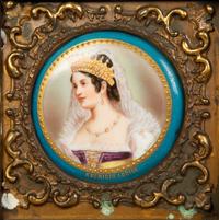 Two Continental Porcelain Plaques in Giltwood Frames