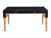 A Modernist Burlwood and Leather-Veneered Desk