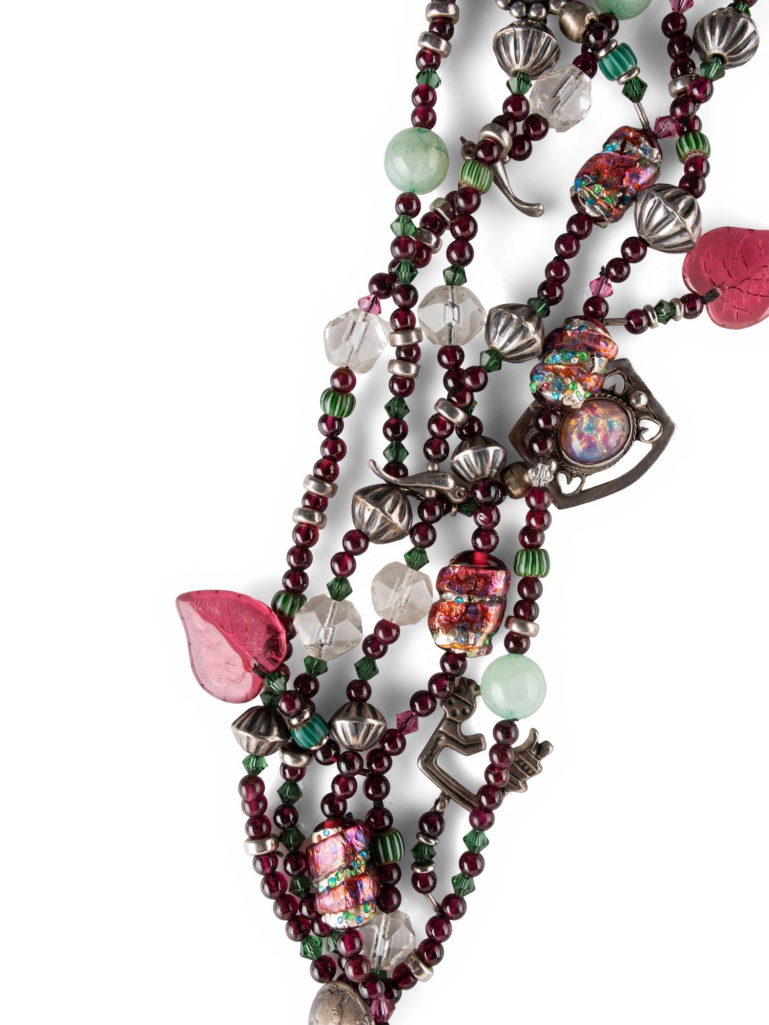 Southwestern-style Multi-strand Treasure Necklace AND Silver Bead Necklace