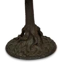 An American Leaded Glass and Cast Metal Table Lamp