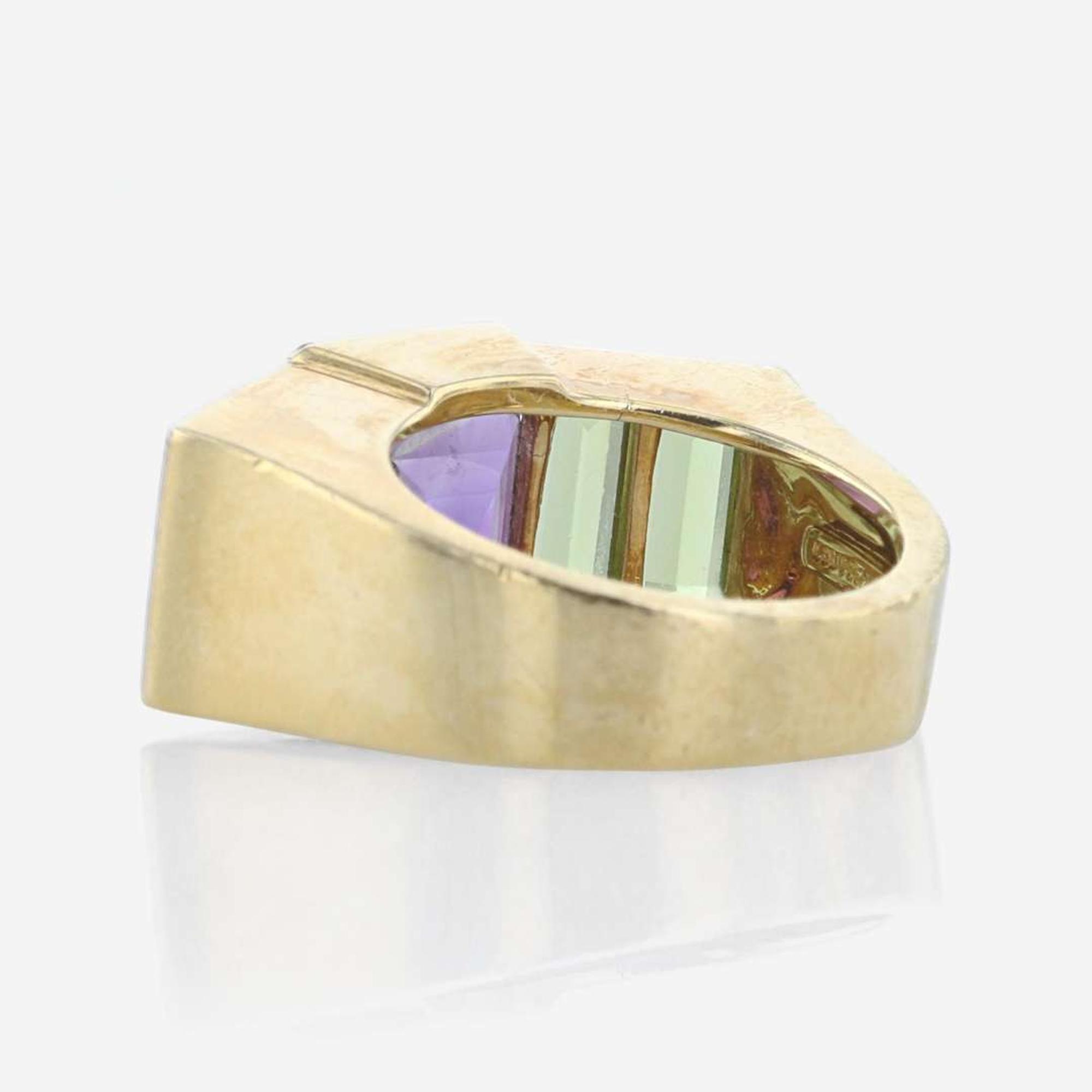 Tiffany & Co. Paloma Picasso 18K Yellow Gold, Amethyst, and Tourmaline Ring