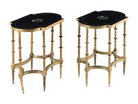 A Pair of Neoclassical Style Gilt Bronze and Pietra Dura Occasional Tables