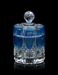 A French Blue Overlay Cut Glass Dresser Set