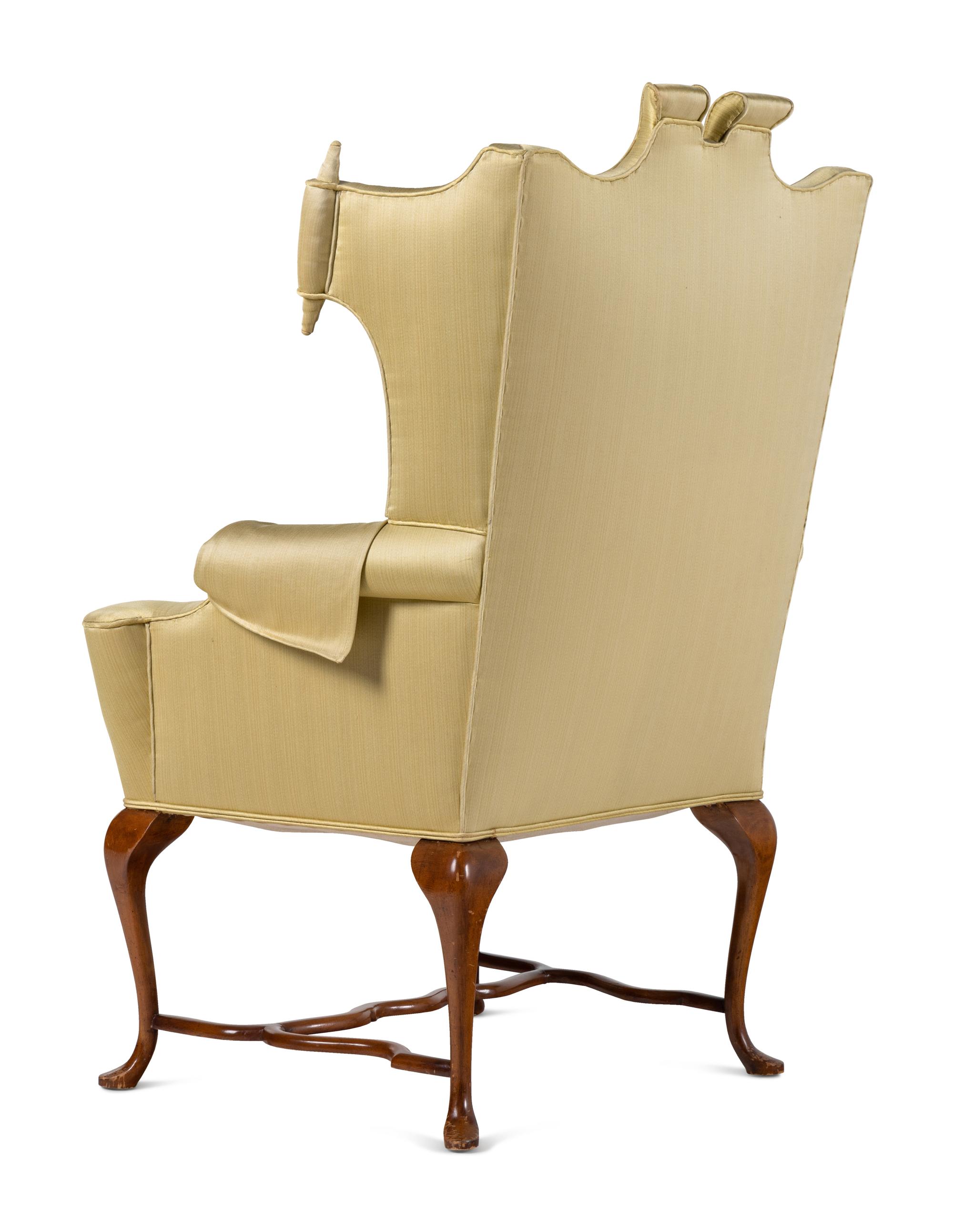 A Queen Anne Style Walnut Wing Chair
