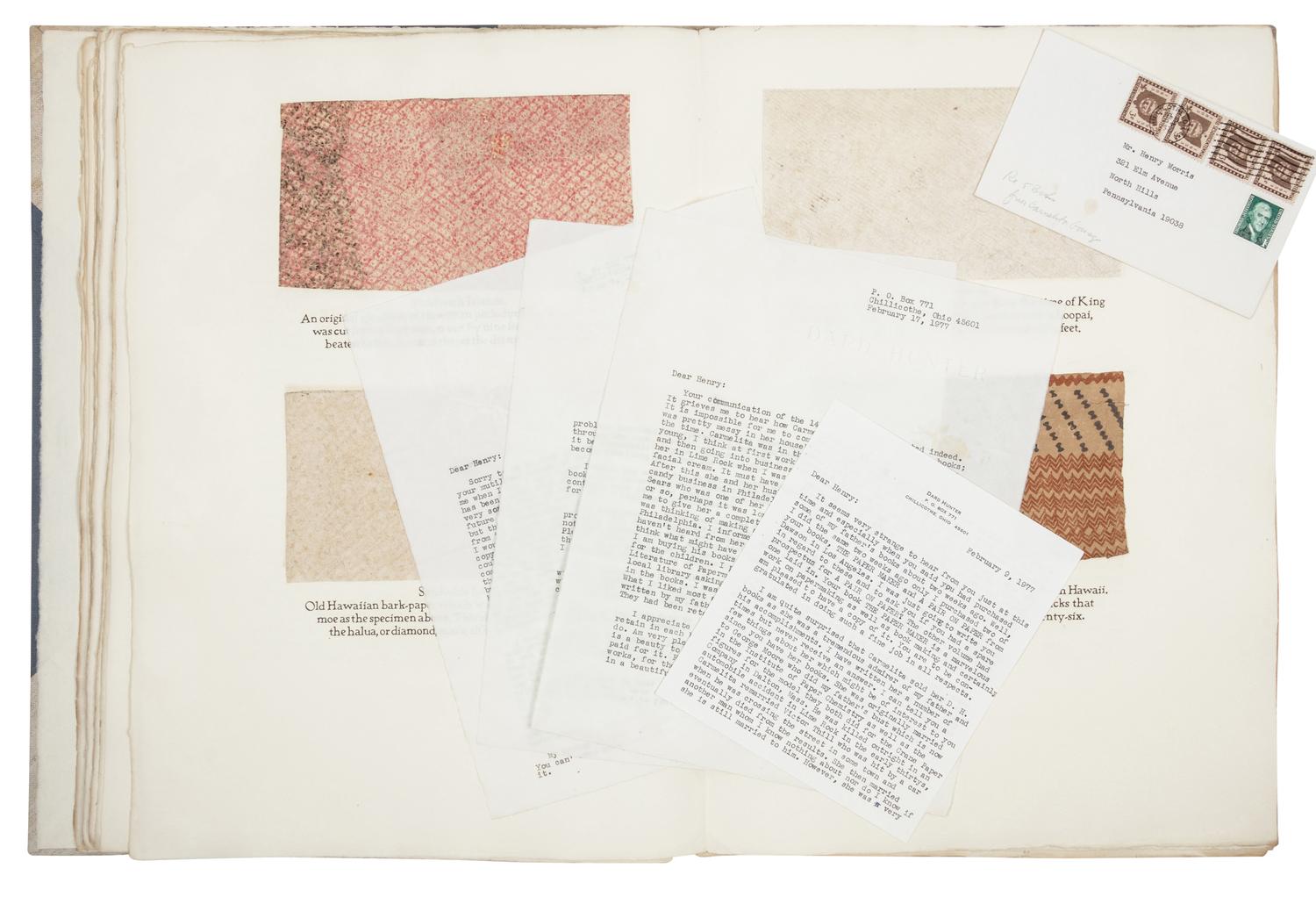 HUNTER, Dard (1883-1966). Primitive Papermaking: An Account of a Mexican Sojourn and of a Voyage to the Pacific Islands in Search of information, Implements, and Specimens Relating to the Making & Decorating of Bark-Paper . Chillicothe: Mountain House Press, 1927.