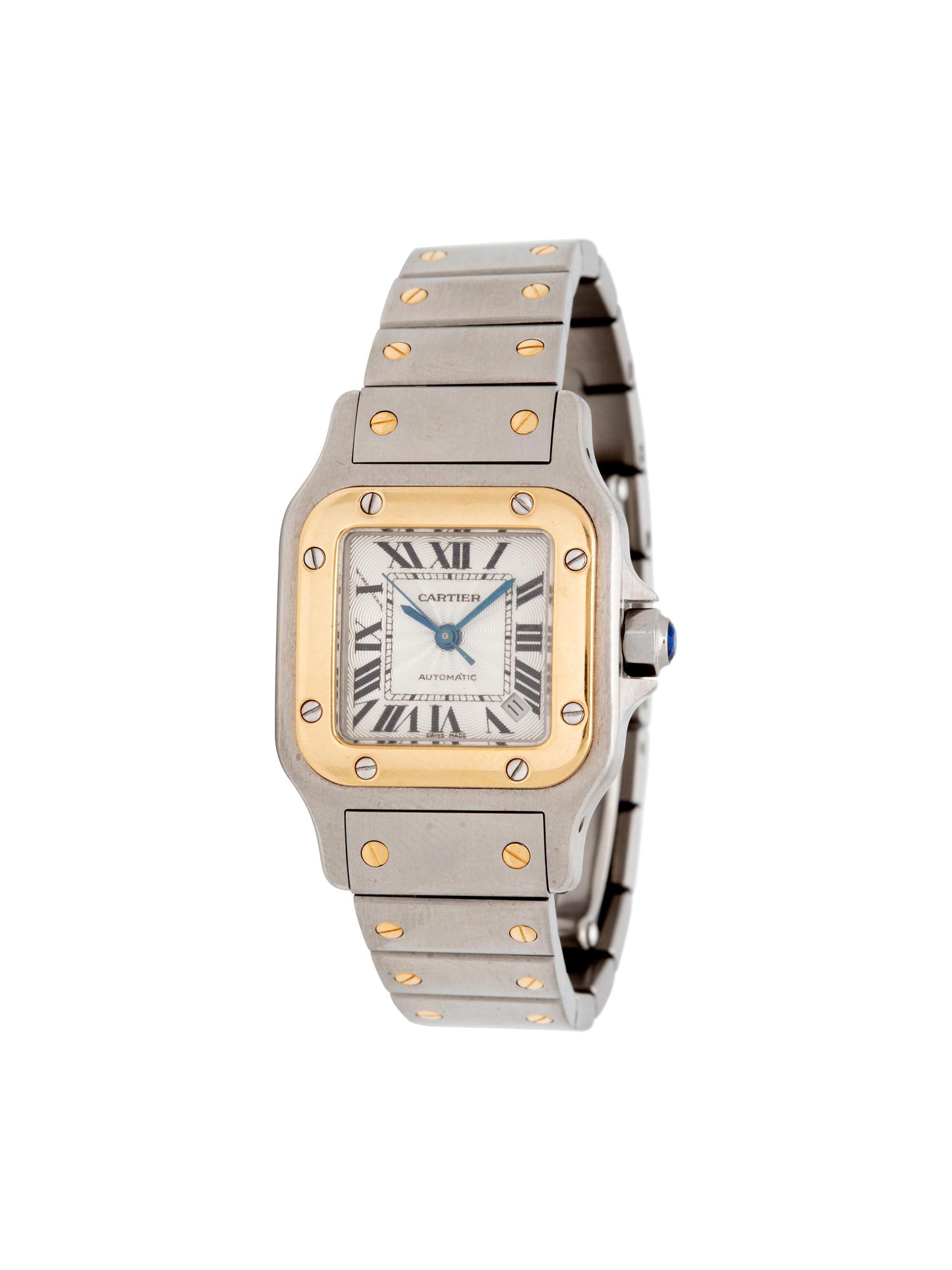 CARTIER, STAINLESS STEEL AND 18K YELLOW GOLD REF. 2423 'SANTOS' WRISTWATCH