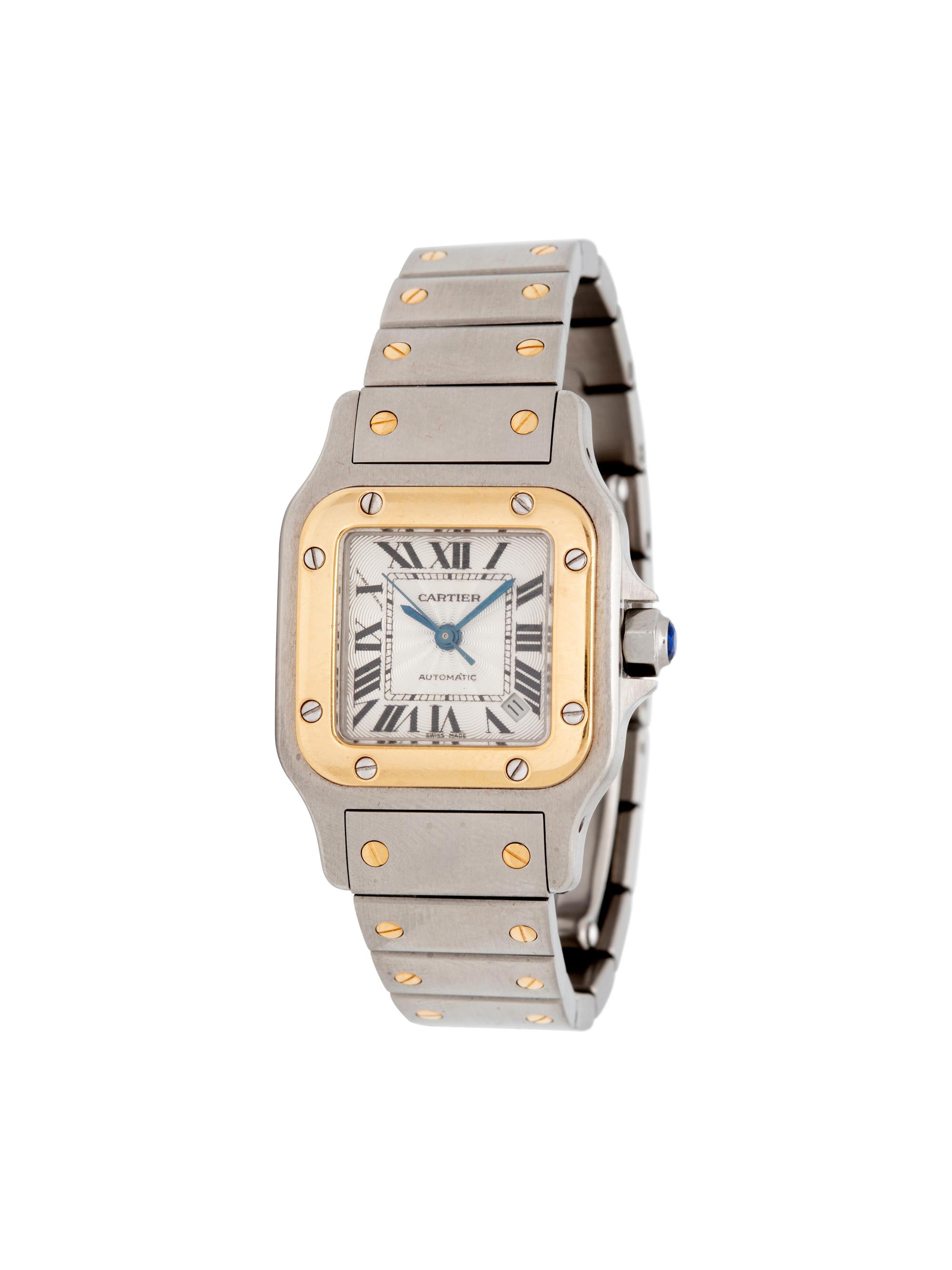 CARTIER, STAINLESS STEEL AND 18K YELLOW GOLD REF. 2423 'SANTOS' WRISTWATCH