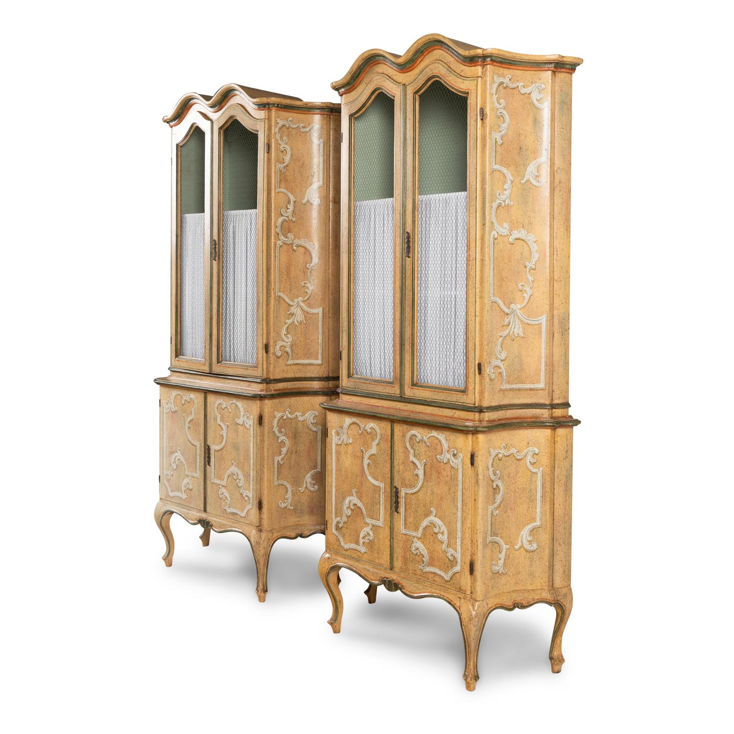 A Pair of Venetian Style Polychrome Painted Bookcases