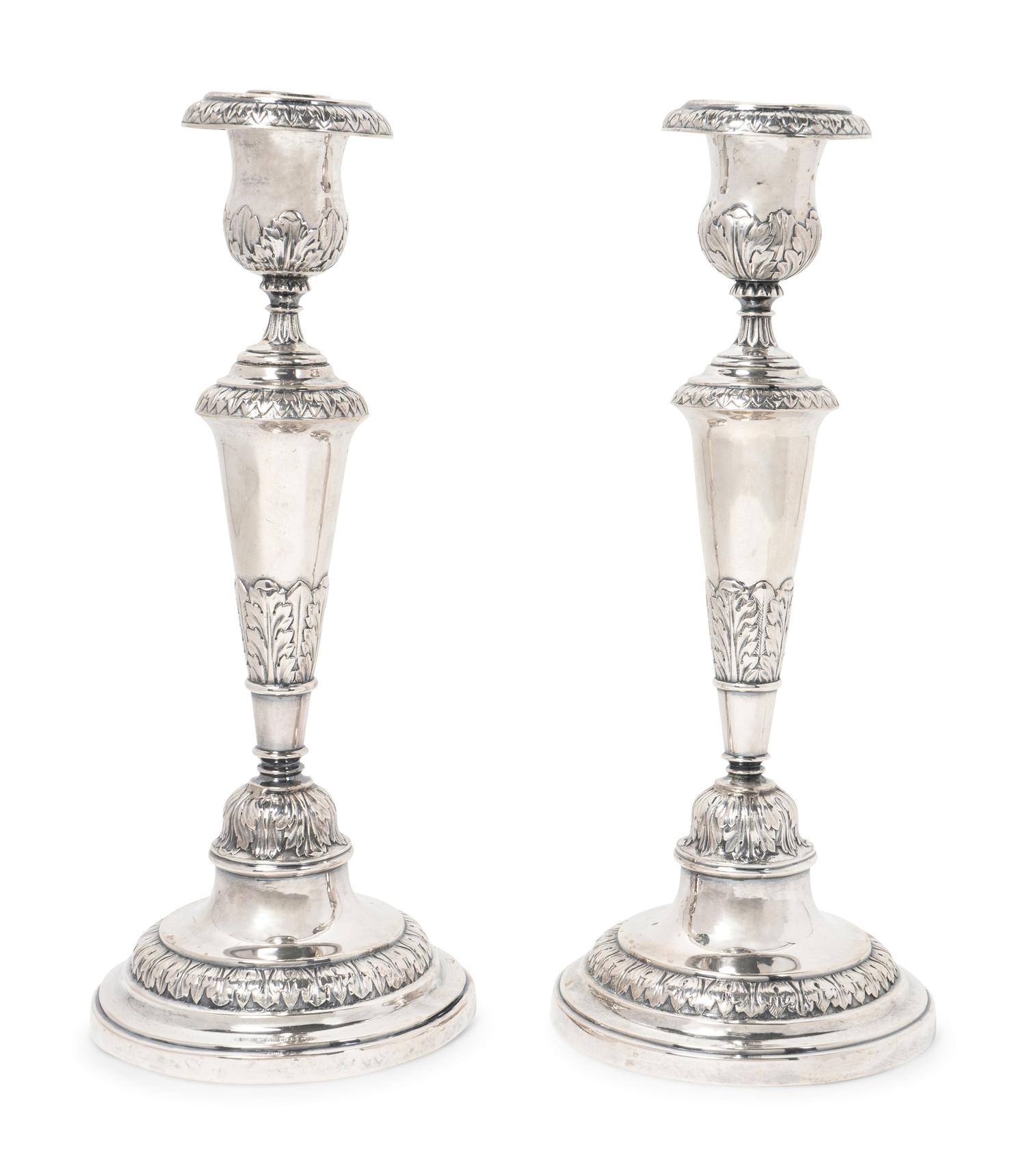 A Pair of Continental Silver Candlesticks — Early 20th Century