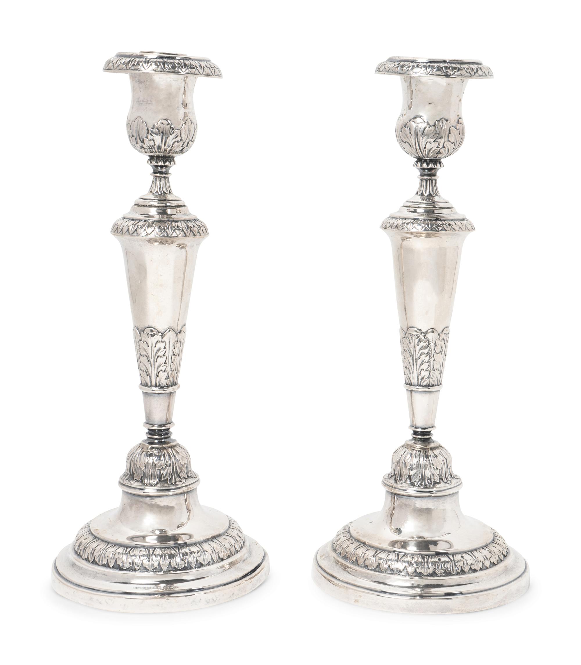 A Pair of Continental Silver Candlesticks — Early 20th Century