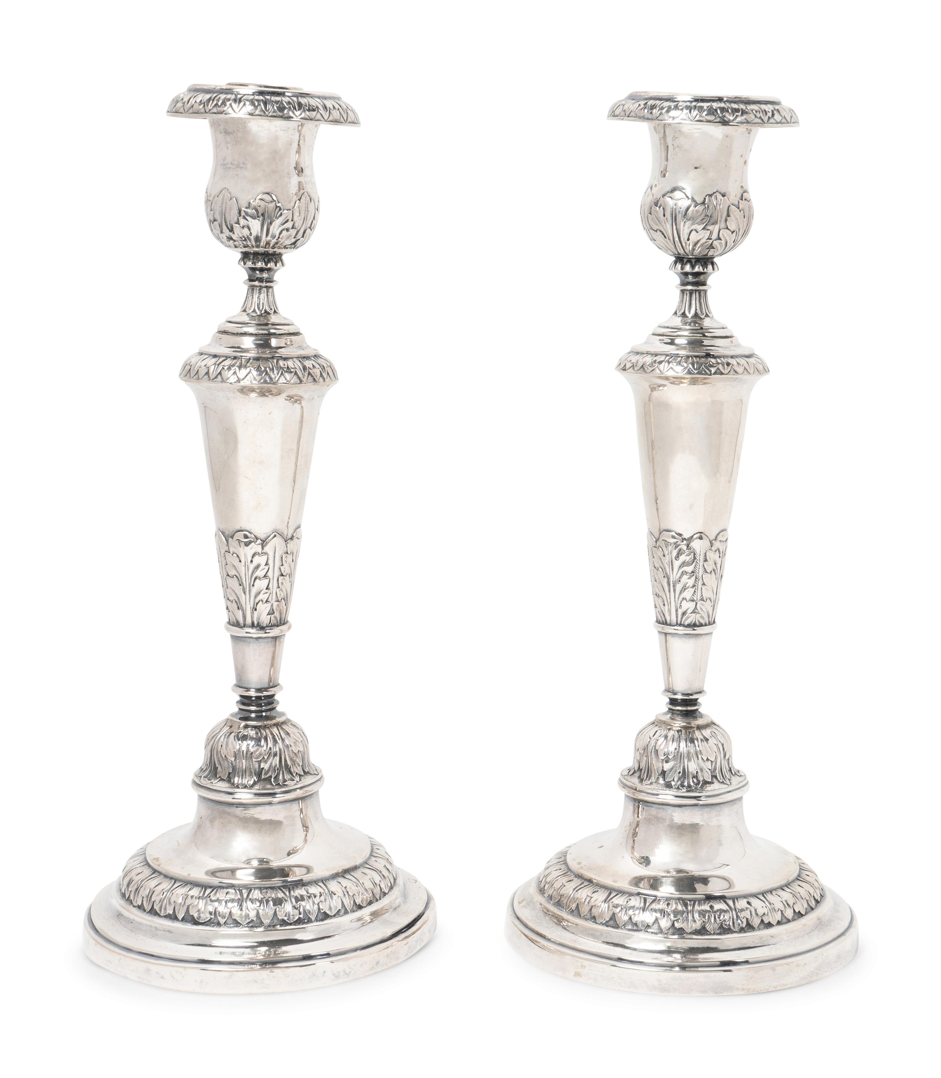 A Pair of Continental Silver Candlesticks — Early 20th Century