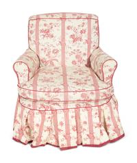 An American Empire Mahogany Foot Stool and a Printed Cotton Slip-Upholstered Club Chair