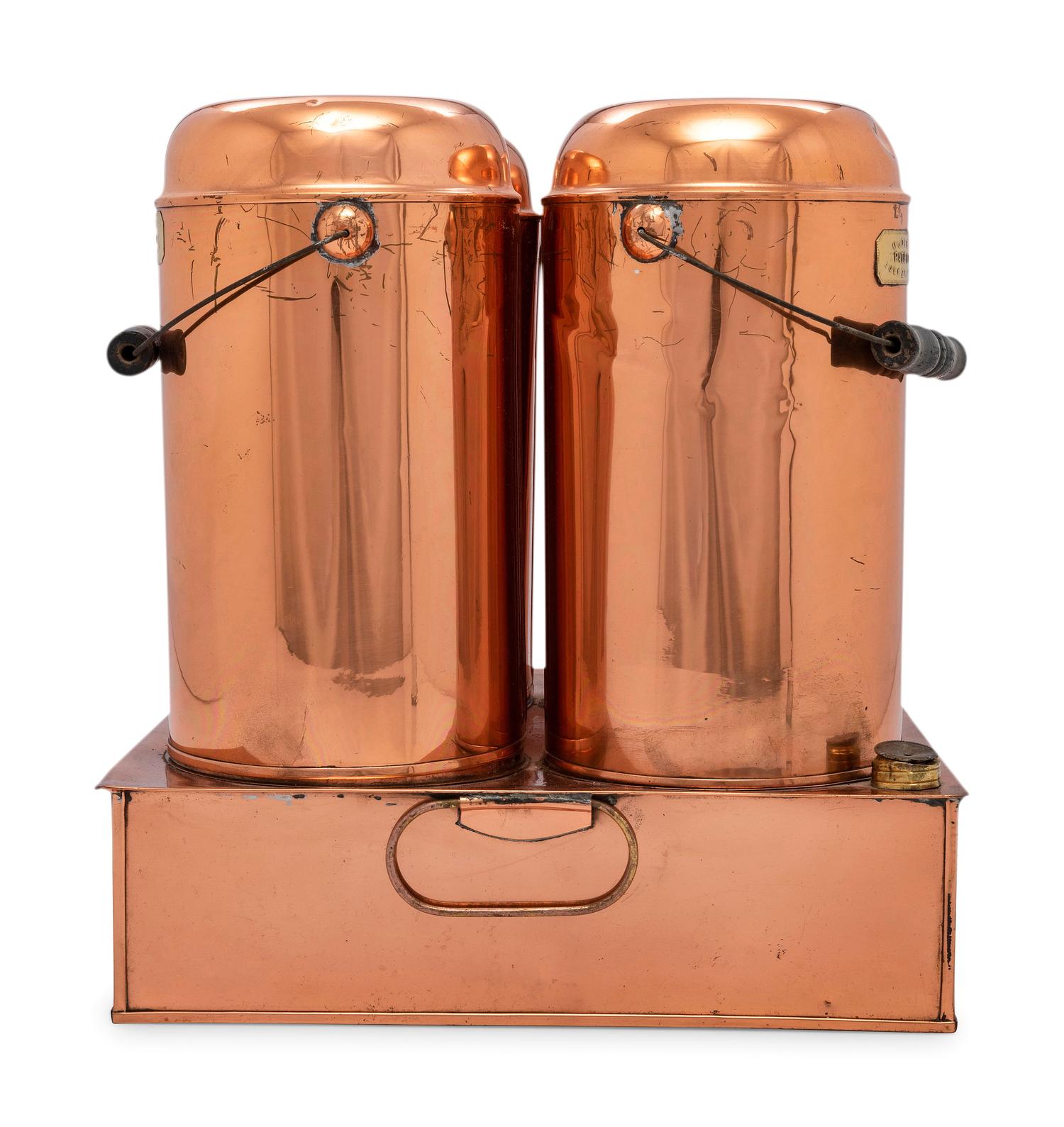 Three Sets of American Copper Mudge Canners