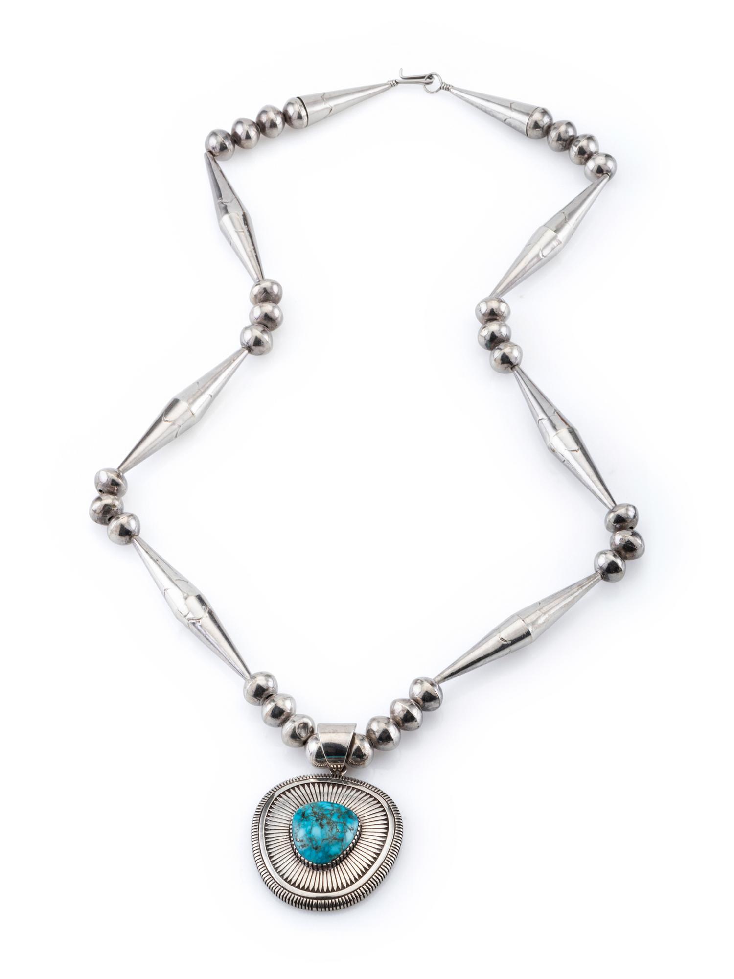 Sterling Silver and Lone Mountain Turquoise Necklace