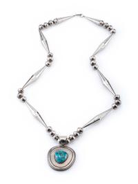 Sterling Silver and Lone Mountain Turquoise Necklace