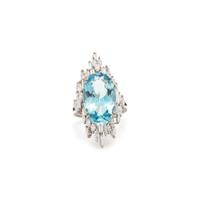 AQUAMARINE AND DIAMOND RING