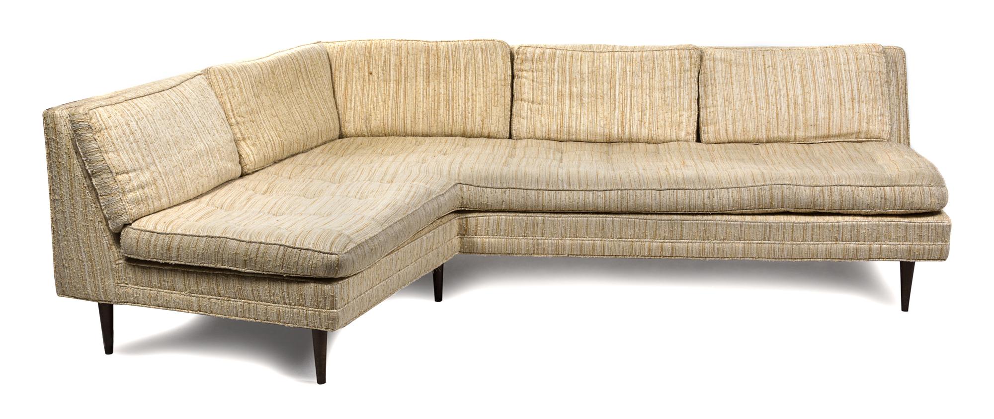 A Mid-Century Upholstered Sectional Sofa Height 26 inches.