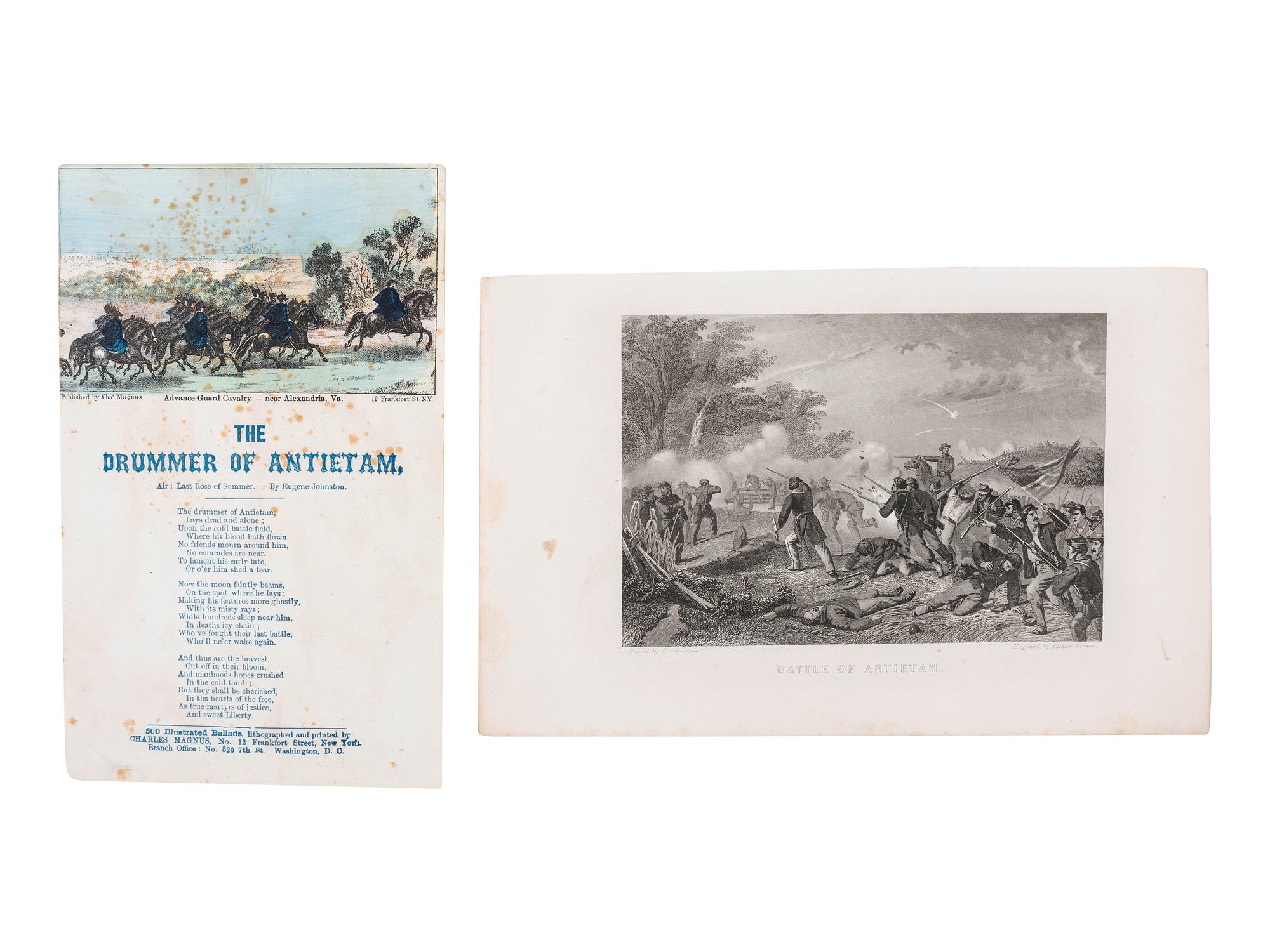 [CIVIL WAR]. Antietam grouping, incl. printed Order of Services for Funeral of Capt. Clark S. Simonds, 15th Mass, KIA Antietam. 23 September 1862.