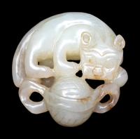 Three Chinese Celadon Jade Carvings of Animals