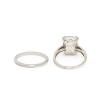 LIME QUARTZ AND DIAMOND RING AND PLATINUM BAND
