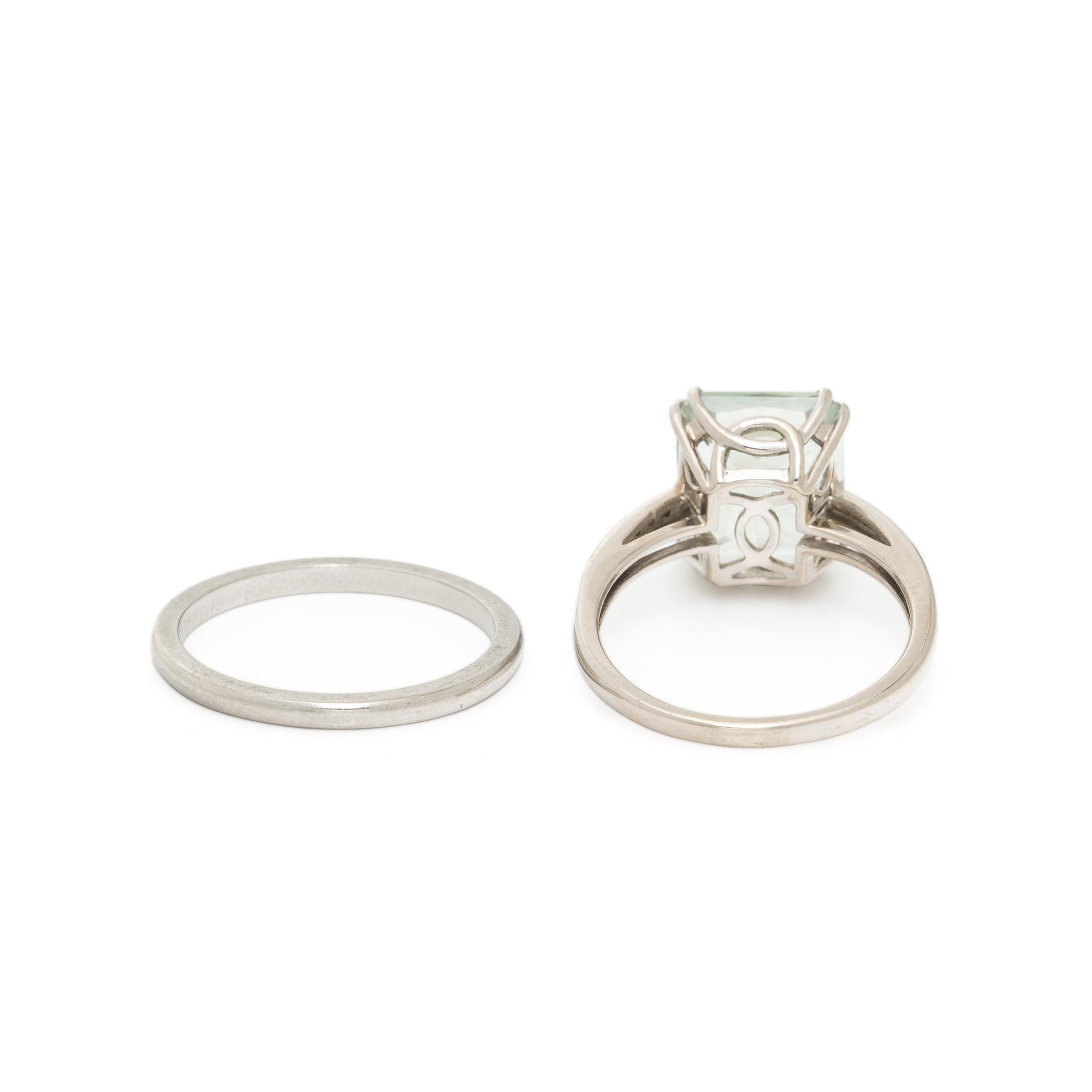 LIME QUARTZ AND DIAMOND RING AND PLATINUM BAND