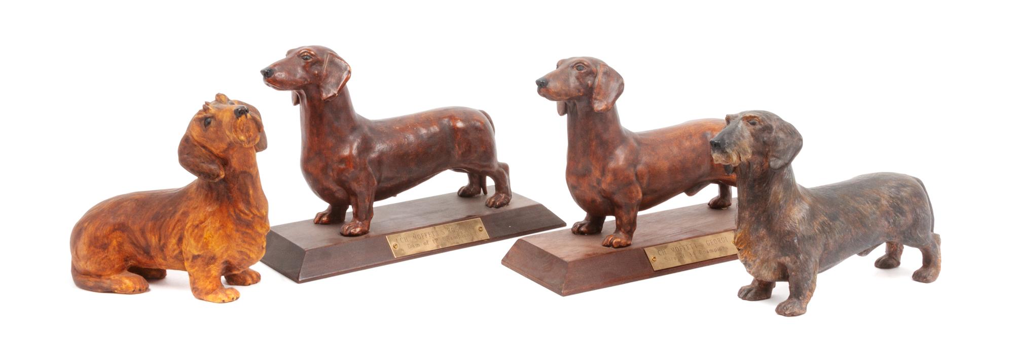 A Group of Four Dachshunds Width of widest 10 inches.