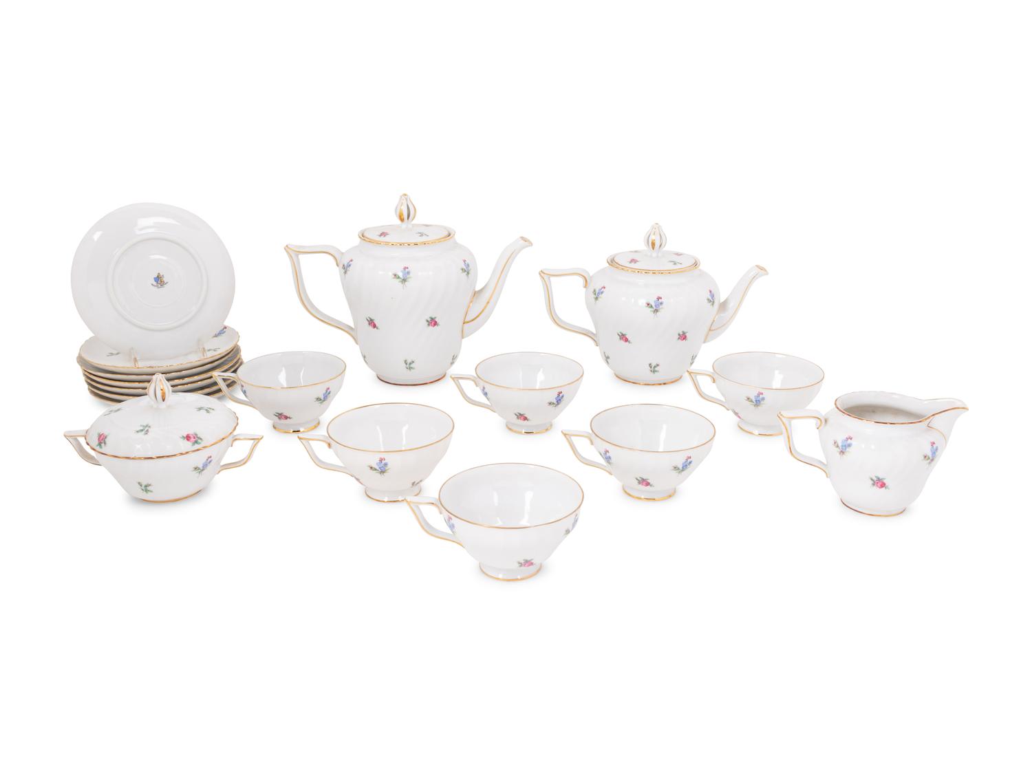 A Royal Tettau Porcelain Dresden Flowers Tea Service