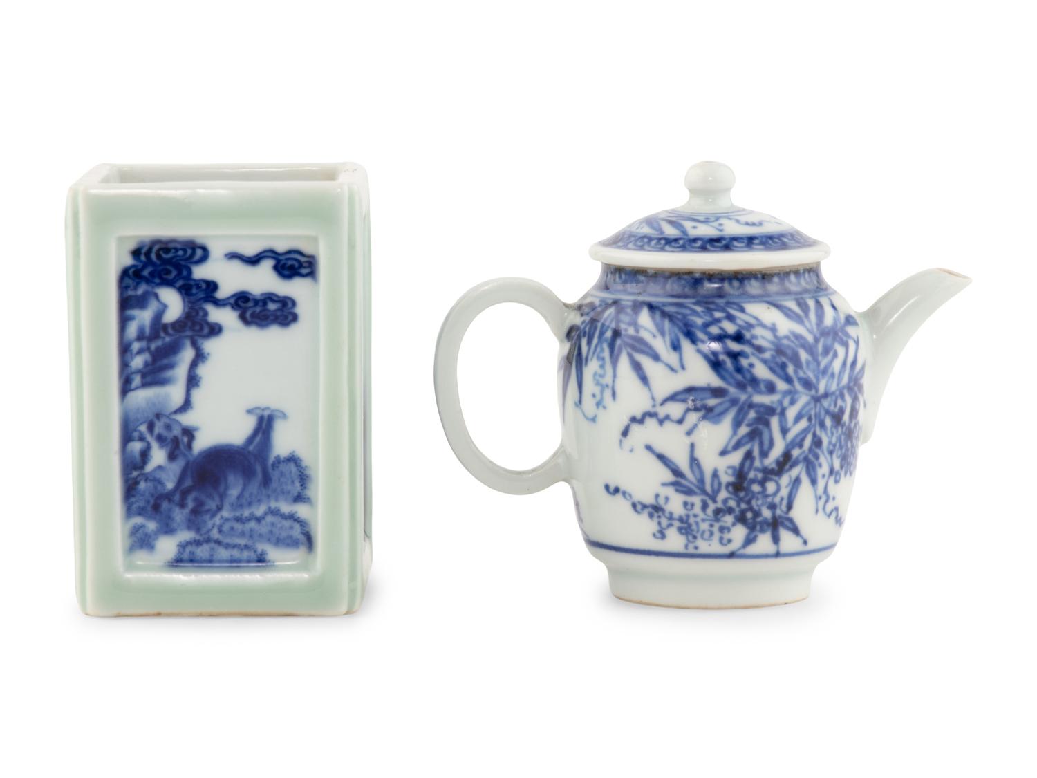 Two Chinese Blue and White Porcelain Articles