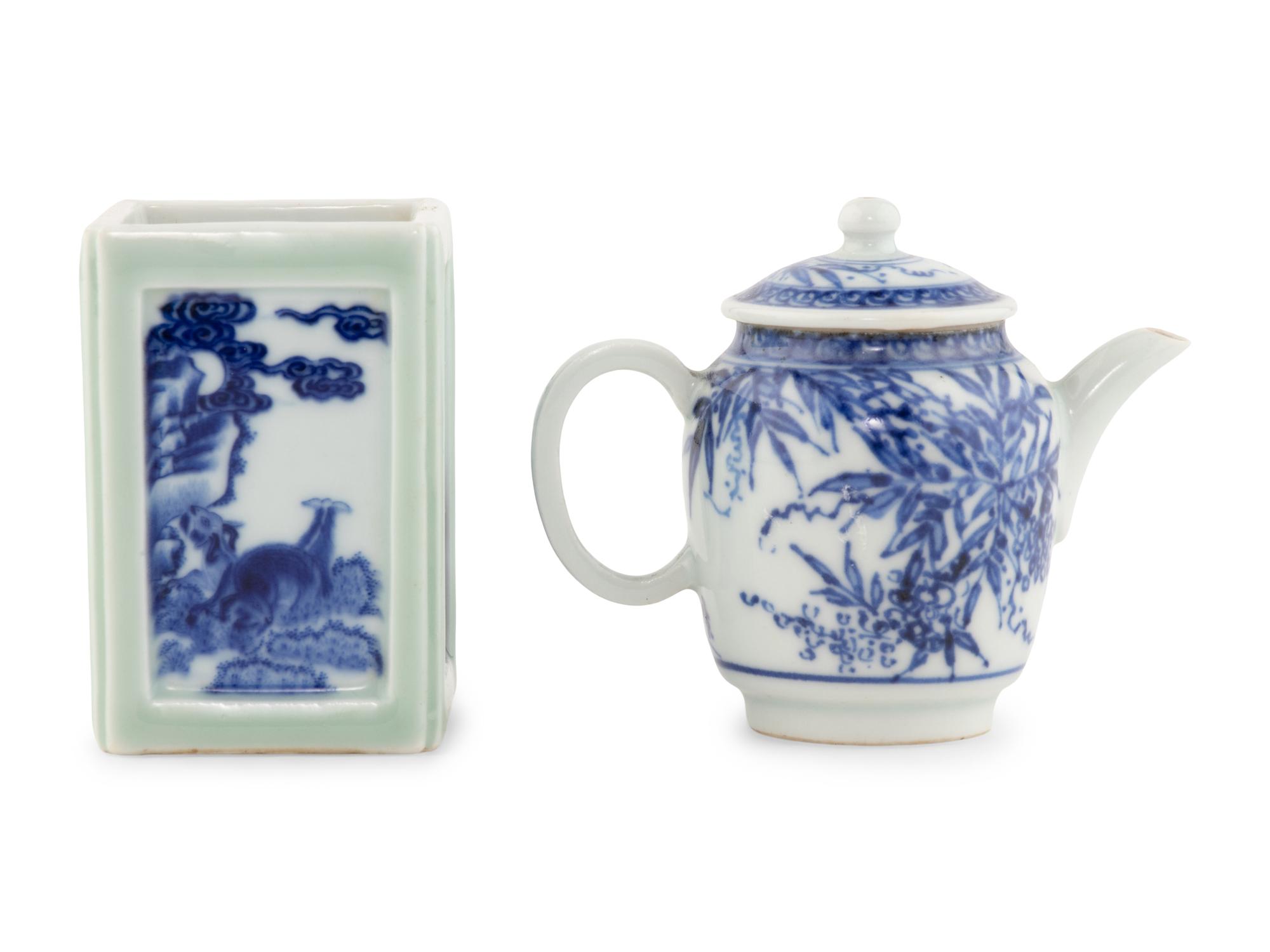 Two Chinese Blue and White Porcelain Articles