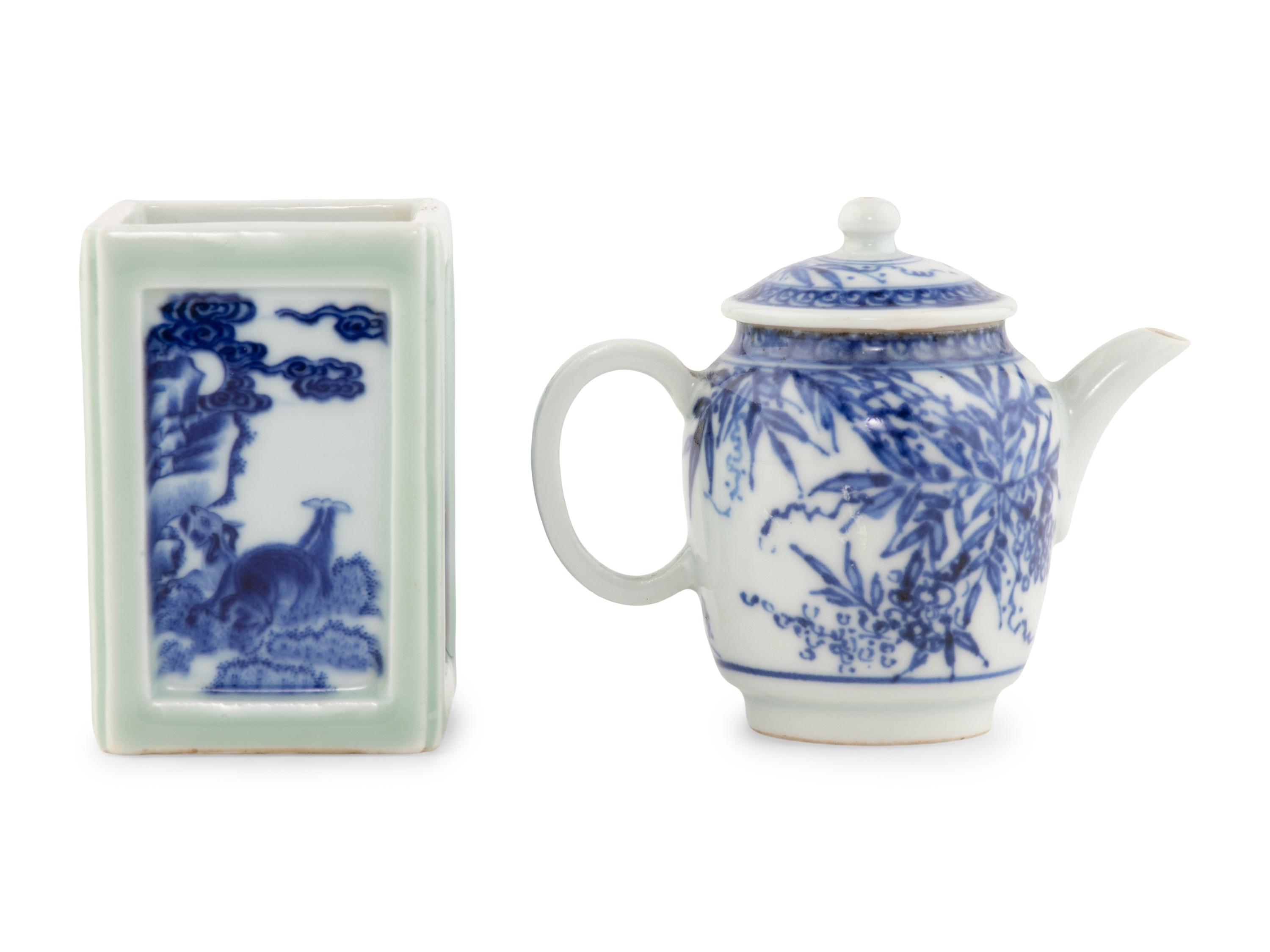 Two Chinese Blue and White Porcelain Articles