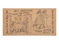 [MUSIC - McKOY, Millie and Christine (1851-1912)]. Printed card advertising performances by the "Carolina Twins" Millie and Christine.