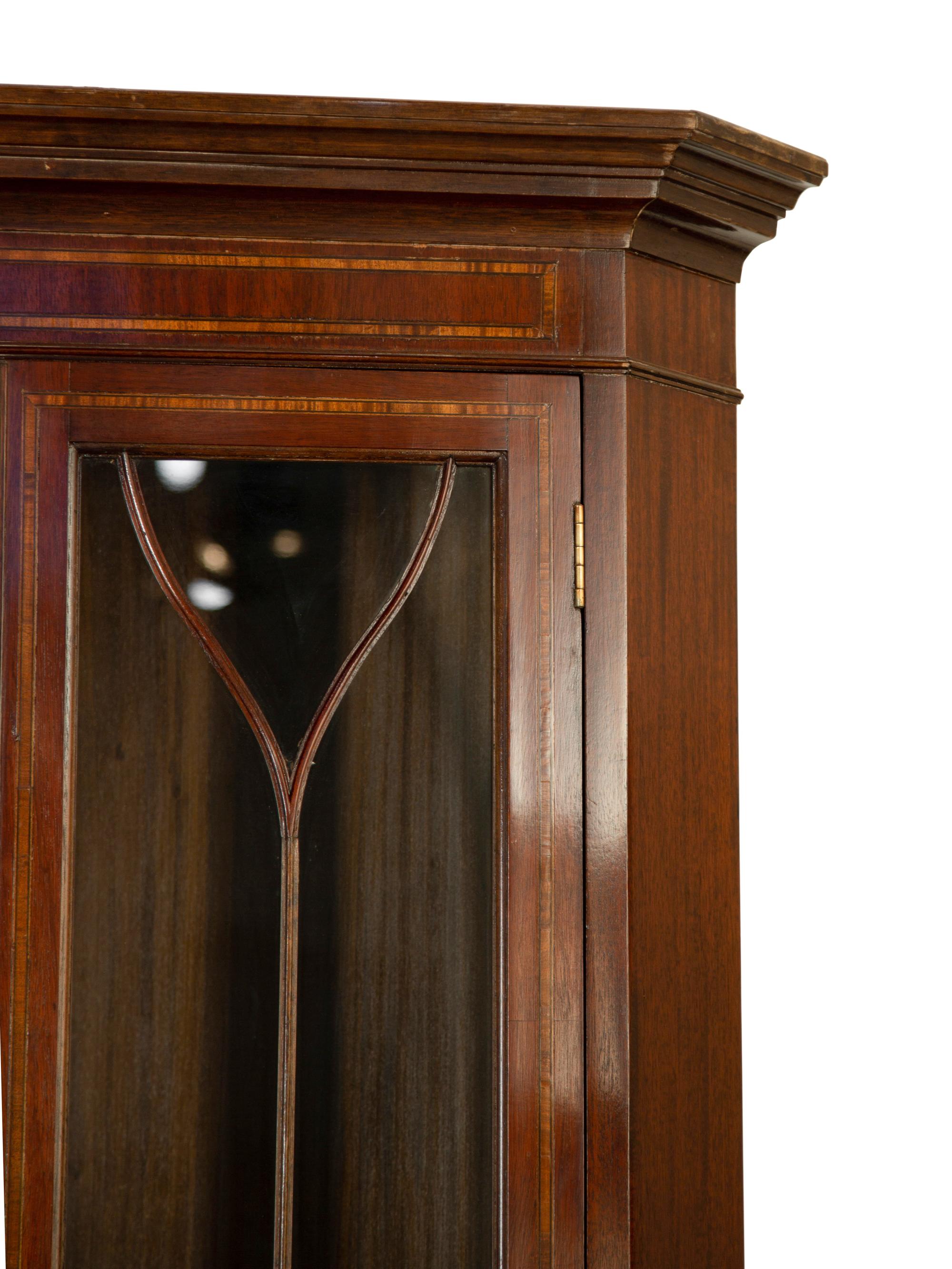 A George III Style Mahogany and Satinwood Corner Cabinet