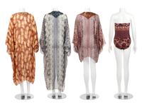 Four Oscar de la Renta Embellished Beachwear Items: One Swimsuit with Shirt, One Tunic, and One Caftan, Summer 2006-Resort 2007
