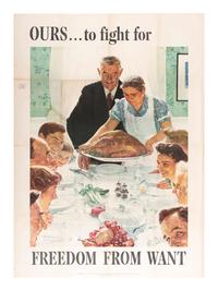 [WORLD WAR II]. ROCKWELL, Norman, artist. Group of 4 posters illustrating Rockwell's "four freedoms," comprising: