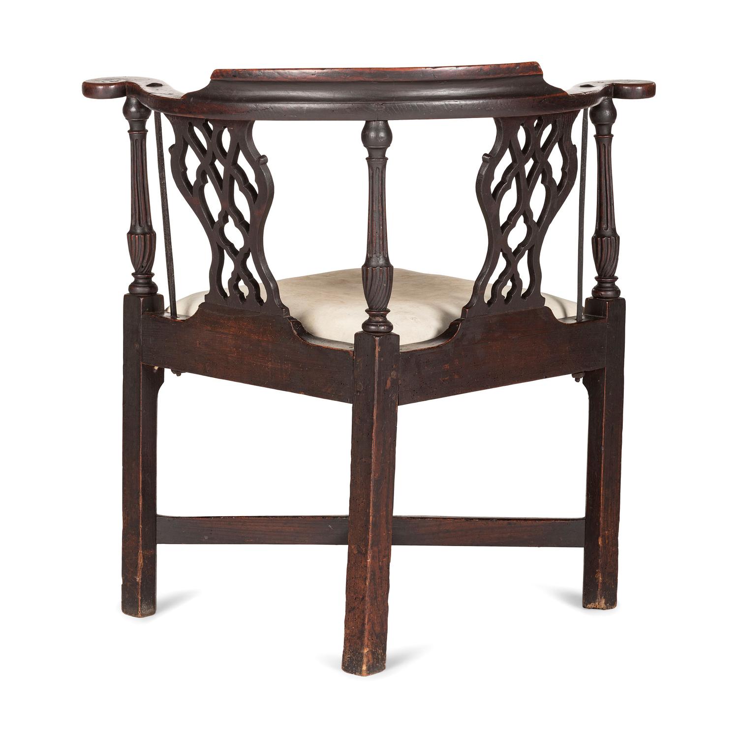 A Chippendale Carved Walnut Corner Chair