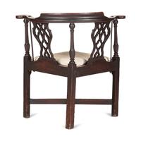 A Chippendale Carved Walnut Corner Chair