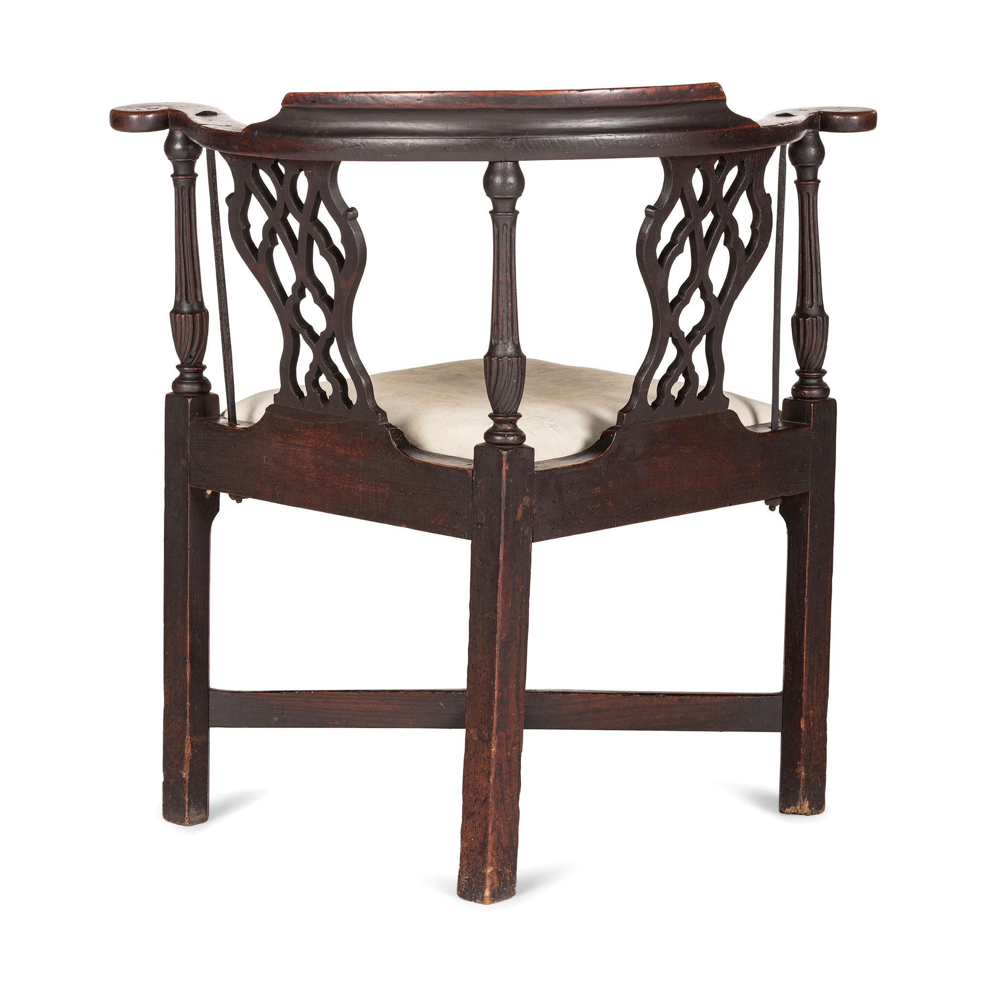 A Chippendale Carved Walnut Corner Chair