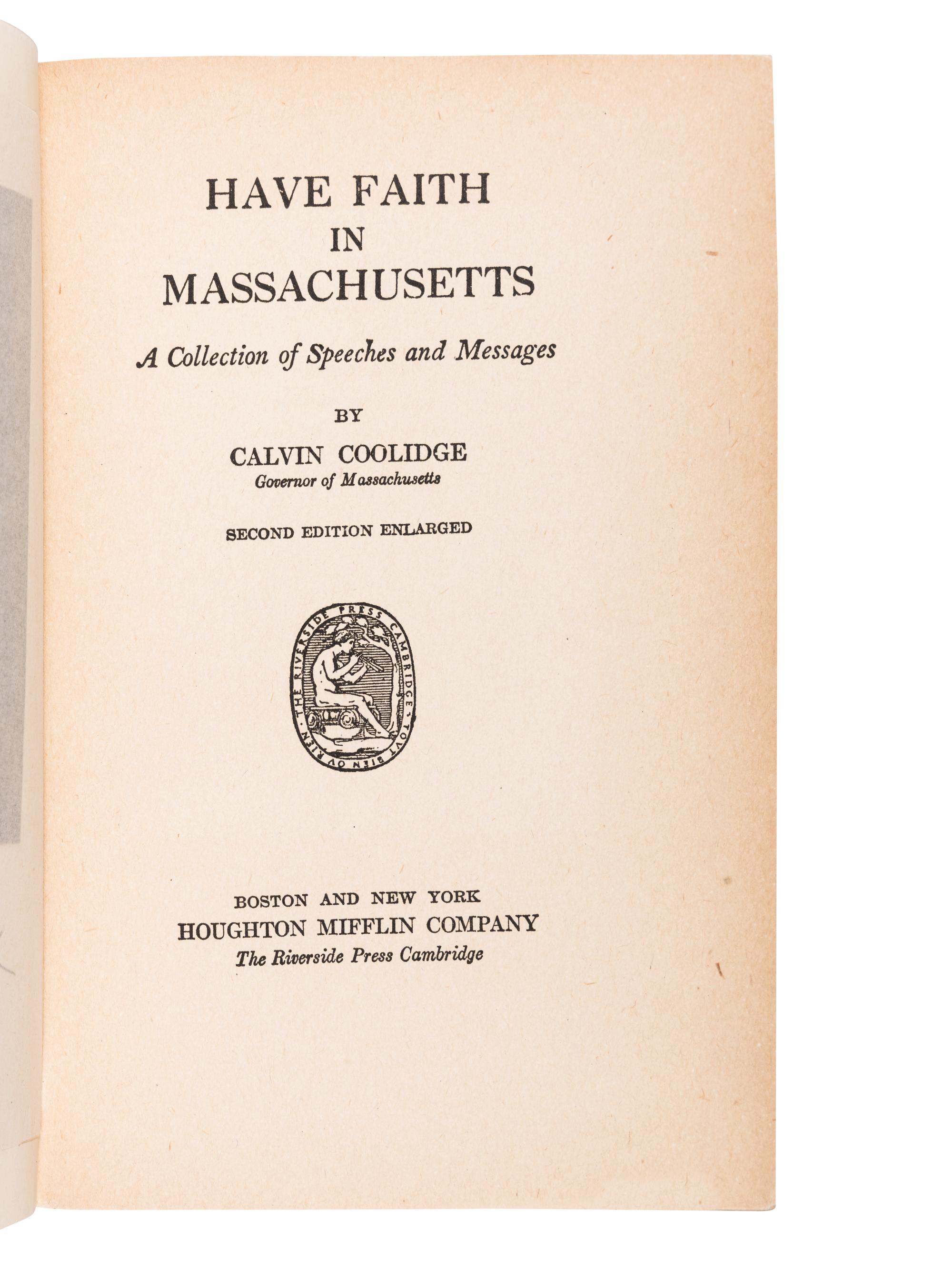 COOLIDGE, Calvin (1872-1933). Autobiography. New York: The Cosmopolitan Book Company, 1929.