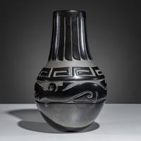 Carved Blackware Vase, with Avanyu
