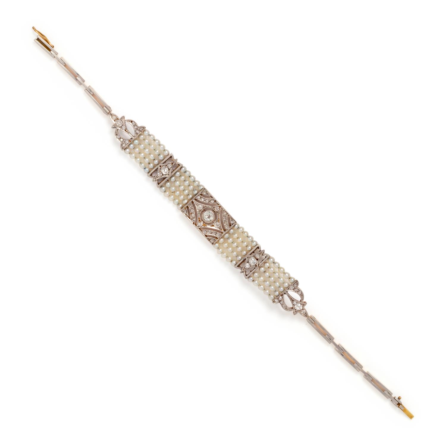 DIAMOND AND CULTURED PEARL BRACELET