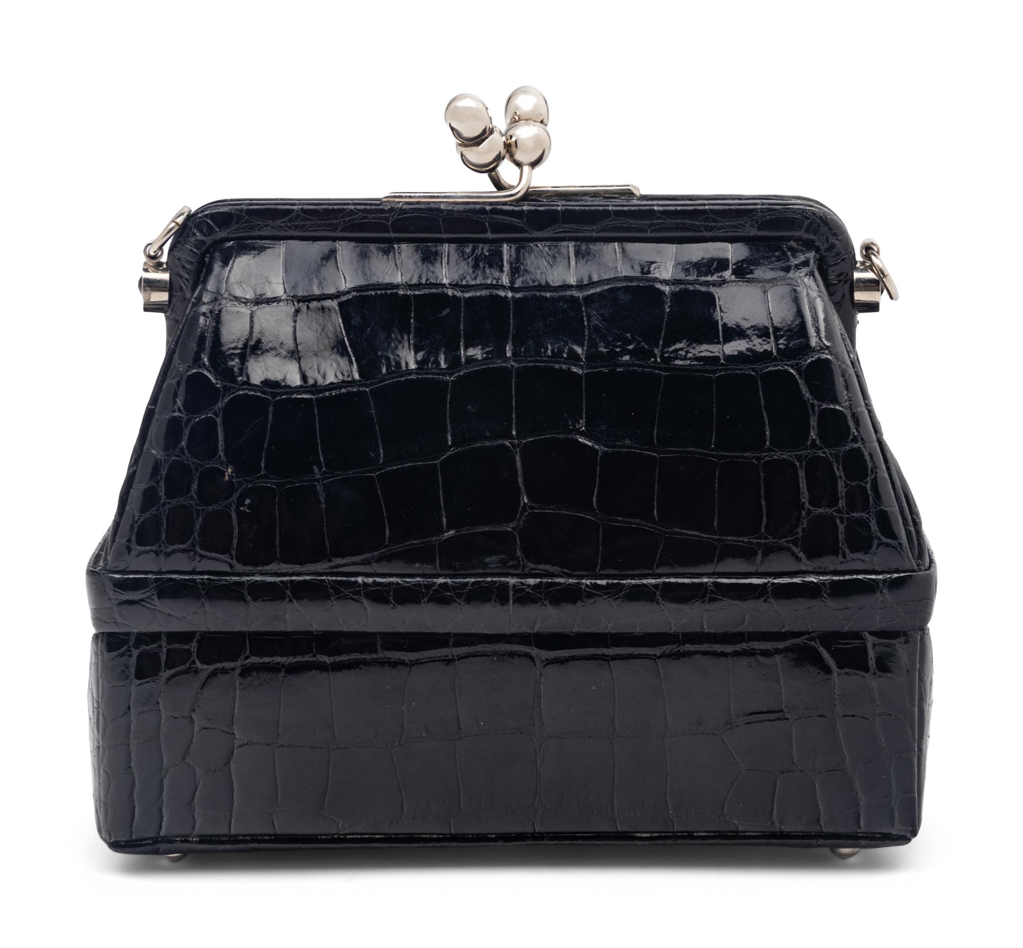 Judith Leiber Black Alligator Bag