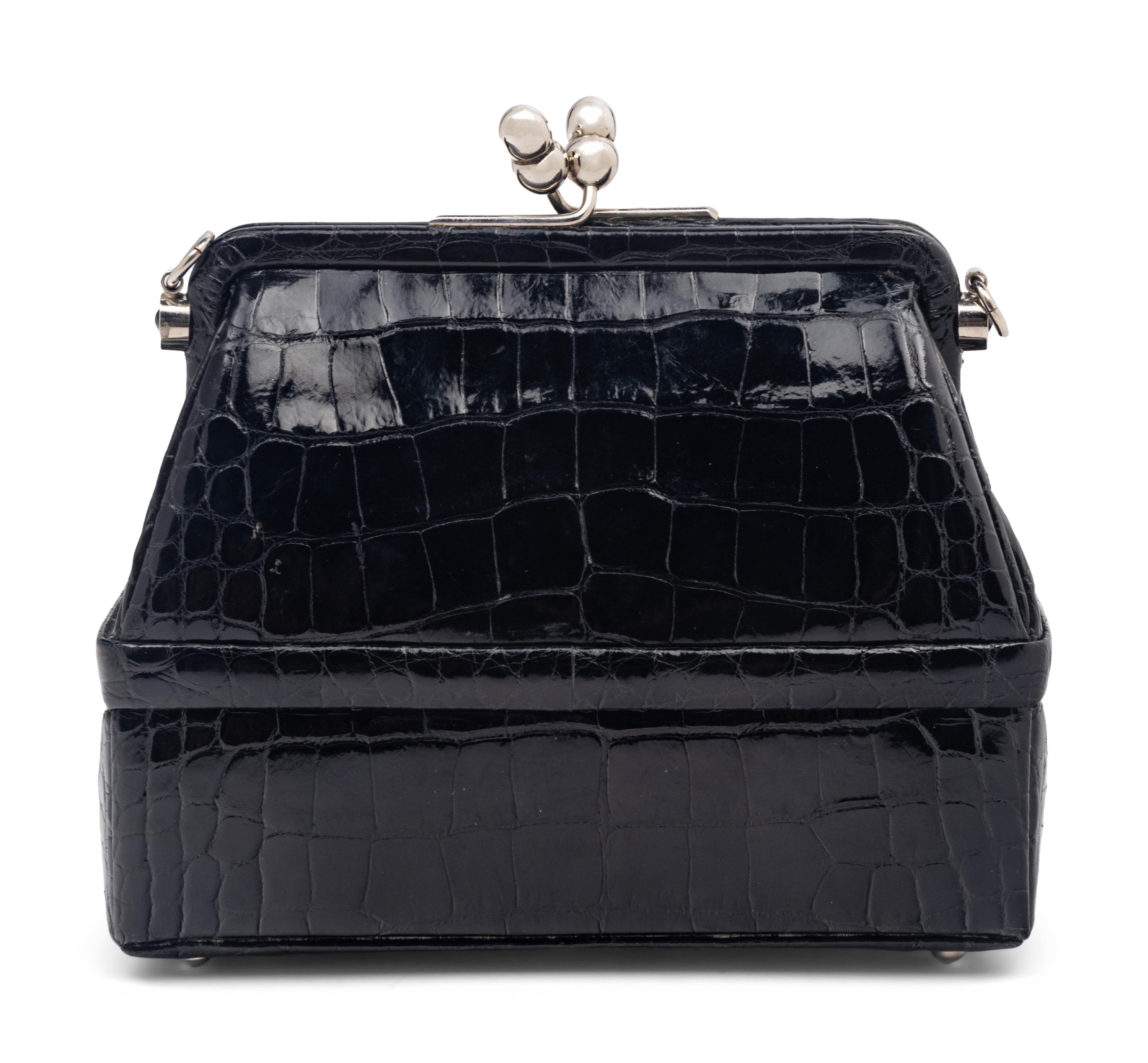 Judith Leiber Black Alligator Bag