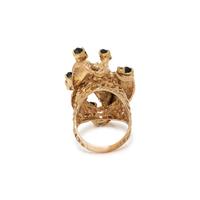 YELLOW GOLD, SAPPHIRE AND DIAMOND RING