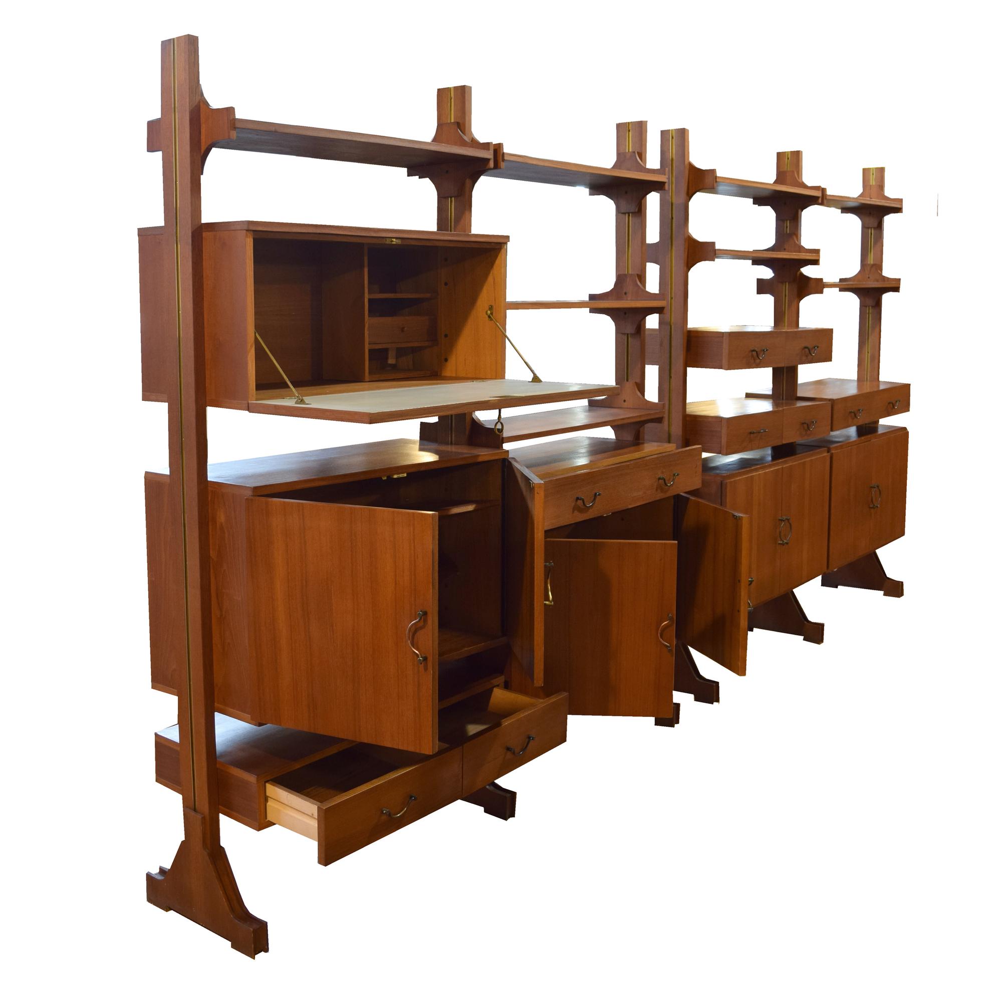 A Mid-Century Shelving Unit 74.5" W each x 16" D x 81" H — Italy, Mid-20th Century