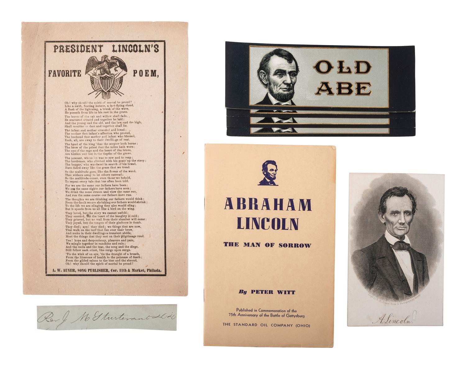 [LINCOLN ASSASSINATION]. Newspapers and ephemera associated with Lincoln's death & funeral.